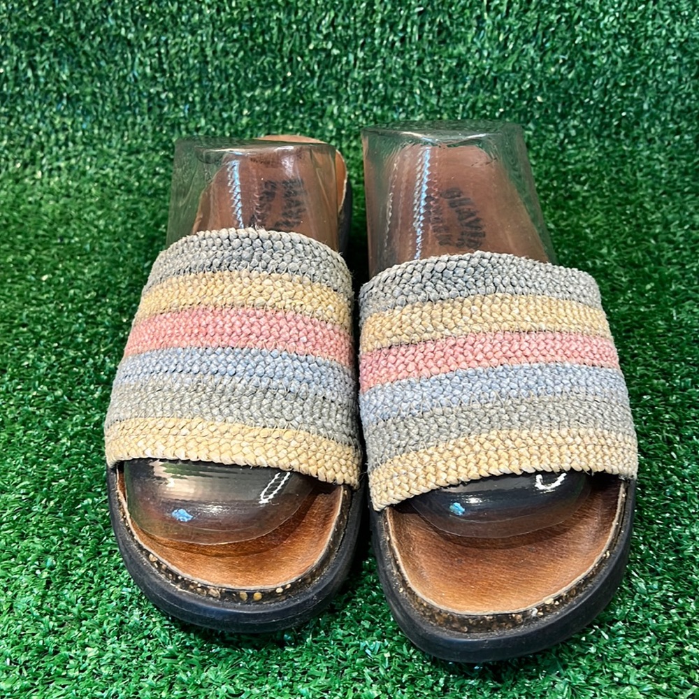 Beaver Creek Woven Rafia Slide Platform Sandals Cork Rubber Sole Size 8M